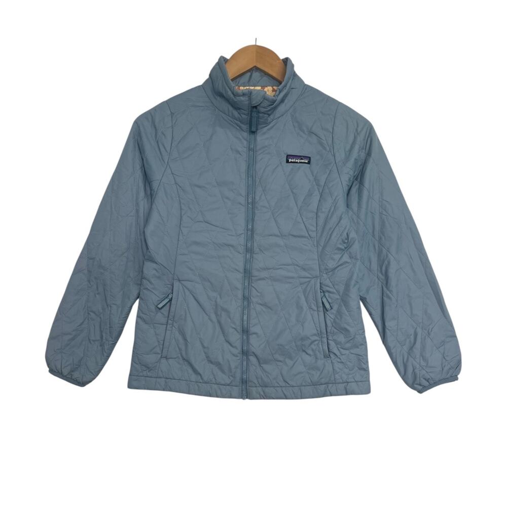 Patagonia Nano Puff Jacket Girls 12 Blue Quilted Primaloft Outdoor Packable